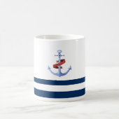 Mug Nom du bateau nautique, Ancre Bleue Marine Bleu ra (Centre)