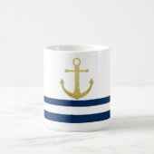 Mug Nom du bateau nautique, Ancre d'or Bleu de la Mari (Centre)