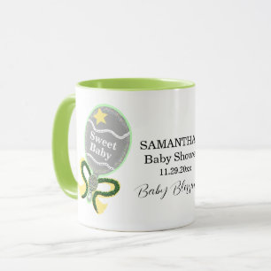 Mug Nom du bétail jaune baby shower vert