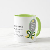 Mug Nom du bétail jaune baby shower vert (Devant droit)