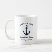 Mug Nom du capitaine de bateau d'ancrage de la marine  (Gauche)