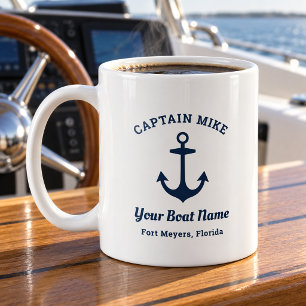 Mug Nom du capitaine de bateau d'ancrage de la marine