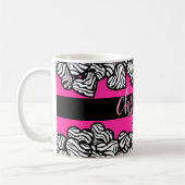 Mug Nom du coeur du motif zèbre rose chaud et blanc (Gauche)