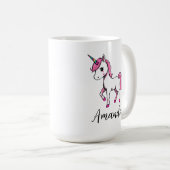 Mug Nom du dessin animé Cute Pink Unicorn (Devant droit)