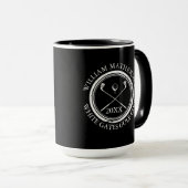 Mug Nom du golfeur et du club Date Noir et blanc (Devant droit)