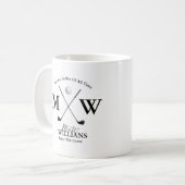 Mug Nom du golfeur Monogramme noir sur blanc (Devant gauche)