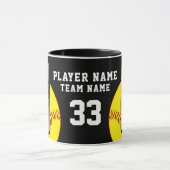 Mug Nom du joueur de softball Numéro de l'équipe 2 Pho (Centre)