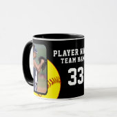 Mug Nom du joueur de softball Numéro de l'équipe 2 Pho (Devant gauche)