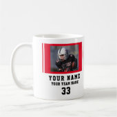 Mug Nom du joueur rouge Numéro de l'équipe Photo (Gauche)