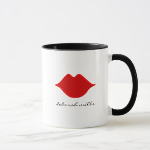 Mug nom du manuscrit aux lèvres rouges