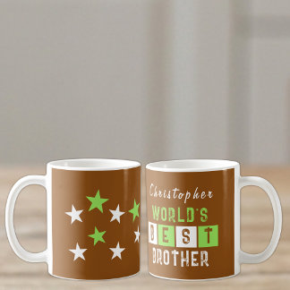 Mug Nom du meilleur frère du monde étoiles marron