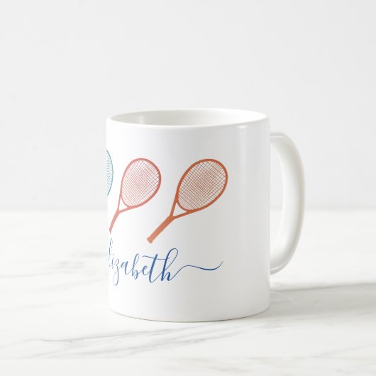 Mug Nom du monogramme à thème de tennis (Devant droit)