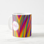 Mug Nom du monogramme Abstrait du dégradé arc-en-ciel (Devant gauche)