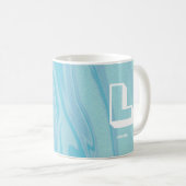 Mug Nom du monogramme Abstrait Marbre Bleu (Devant droit)