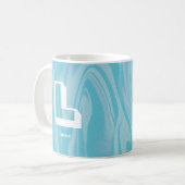 Mug Nom du monogramme Abstrait Marbre Bleu (Devant gauche)