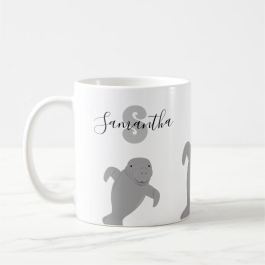 Mug Nom du monogramme Animal lambé (Gauche)