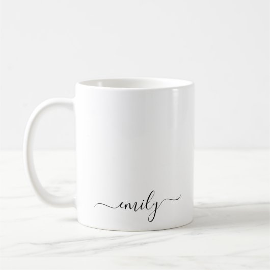 Mug Nom du monogramme blanc noir moderne (Gauche)