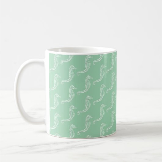 Mug Nom du monogramme Cheval de mer blanc Squelette Mo (Gauche)