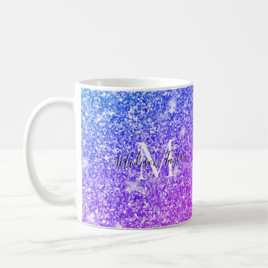 Mug Nom du monogramme de la Parties scintillant rose e (Gauche)