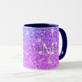 Mug Nom du monogramme de la Parties scintillant rose e (Devant droit)