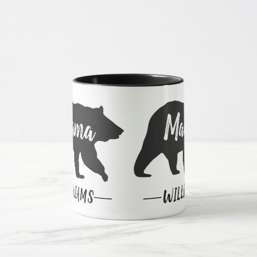 Mug Nom du monogramme de l'ours de maman rustique (Centre)