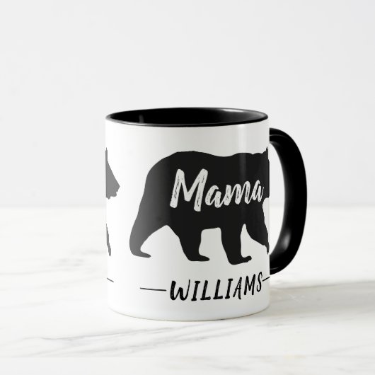 Mug Nom du monogramme de l'ours de maman rustique (Devant droit)