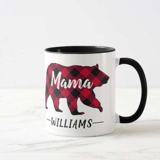 Mug Nom du monogramme de l'ours roux rouge de la maman (Droite)