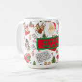 Mug Nom du monogramme de Noël Vintage | (Devant gauche)