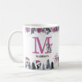 Mug Nom du monogramme de pingouin Noël (Gauche)
