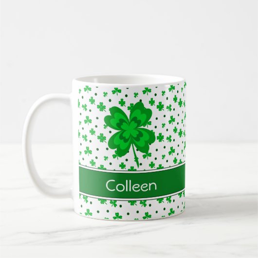 Mug Nom du monogramme des Shamrocks et des points chan (Gauche)