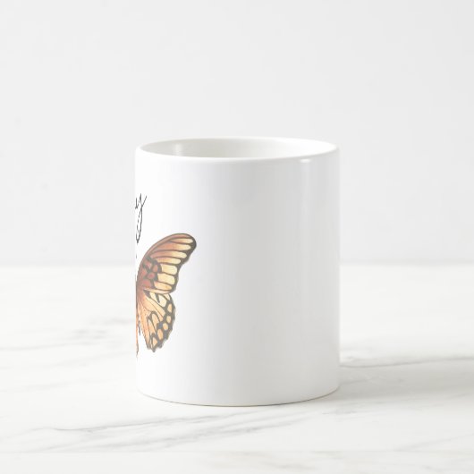 Mug Nom du monogramme du script papillon (Centre)