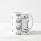 Mug Nom du monogramme Elegant Argent Géométrique initi (Devant droit)
