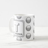Mug Nom du monogramme Elegant Argent Géométrique initi (Devant gauche)