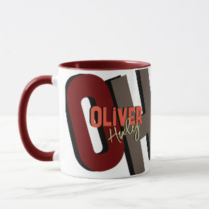 Mug Nom du monogramme en gras avec ombre