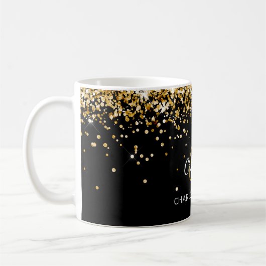 Mug Nom du monogramme en or noir (Gauche)