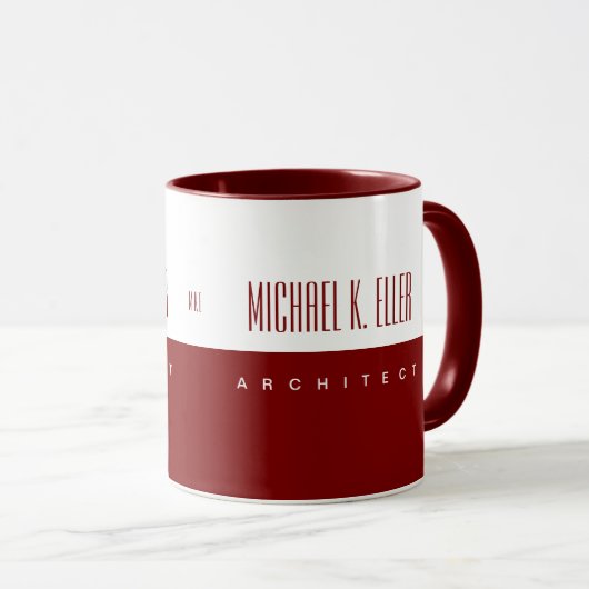 Mug Nom du monogramme et emploi Moderne Rouge profond (Devant droit)