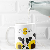 Mug Nom du monogramme Fleur de vache Tournesol