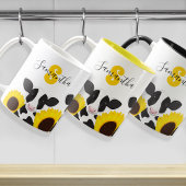 Mug Nom du monogramme Fleur de vache Tournesol