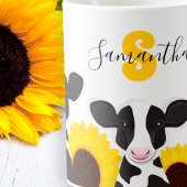 Mug Nom du monogramme Fleur de vache Tournesol