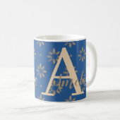 Mug Nom du monogramme Floral moderne (Devant droit)