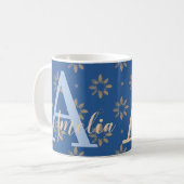 Mug Nom du monogramme Floral moderne (Devant gauche)