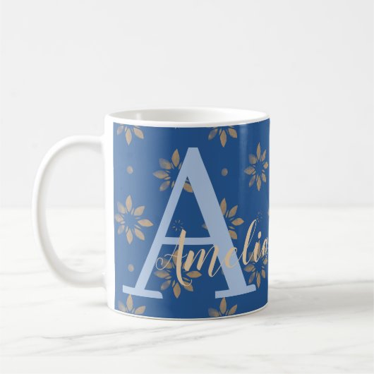 Mug Nom du monogramme Floral moderne (Gauche)