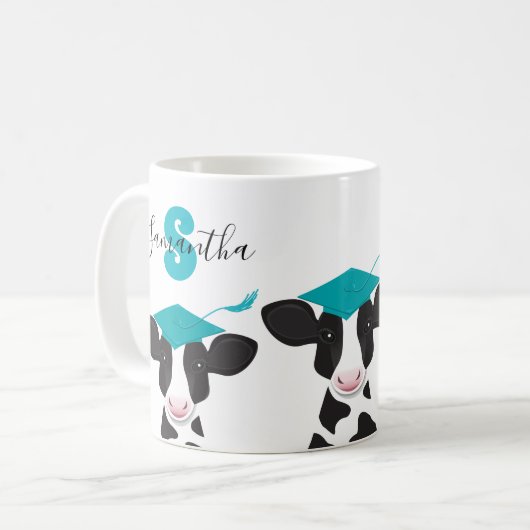 Mug Nom du monogramme Graduation de la vache (Devant gauche)