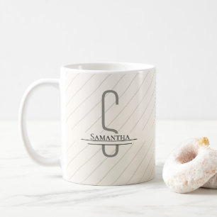 Mug Nom du monogramme gris beige