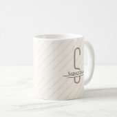 Mug Nom du monogramme gris beige (Devant droit)