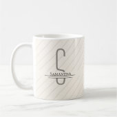 Mug Nom du monogramme gris beige (Gauche)