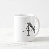 Mug Nom du monogramme gris noir (Devant droit)