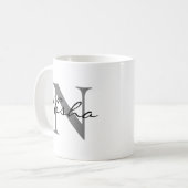 Mug Nom du monogramme gris noir (Devant gauche)