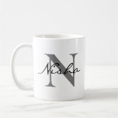 Mug Nom du monogramme gris noir (Gauche)