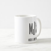 Mug Nom du monogramme initial noir blanc (Devant droit)